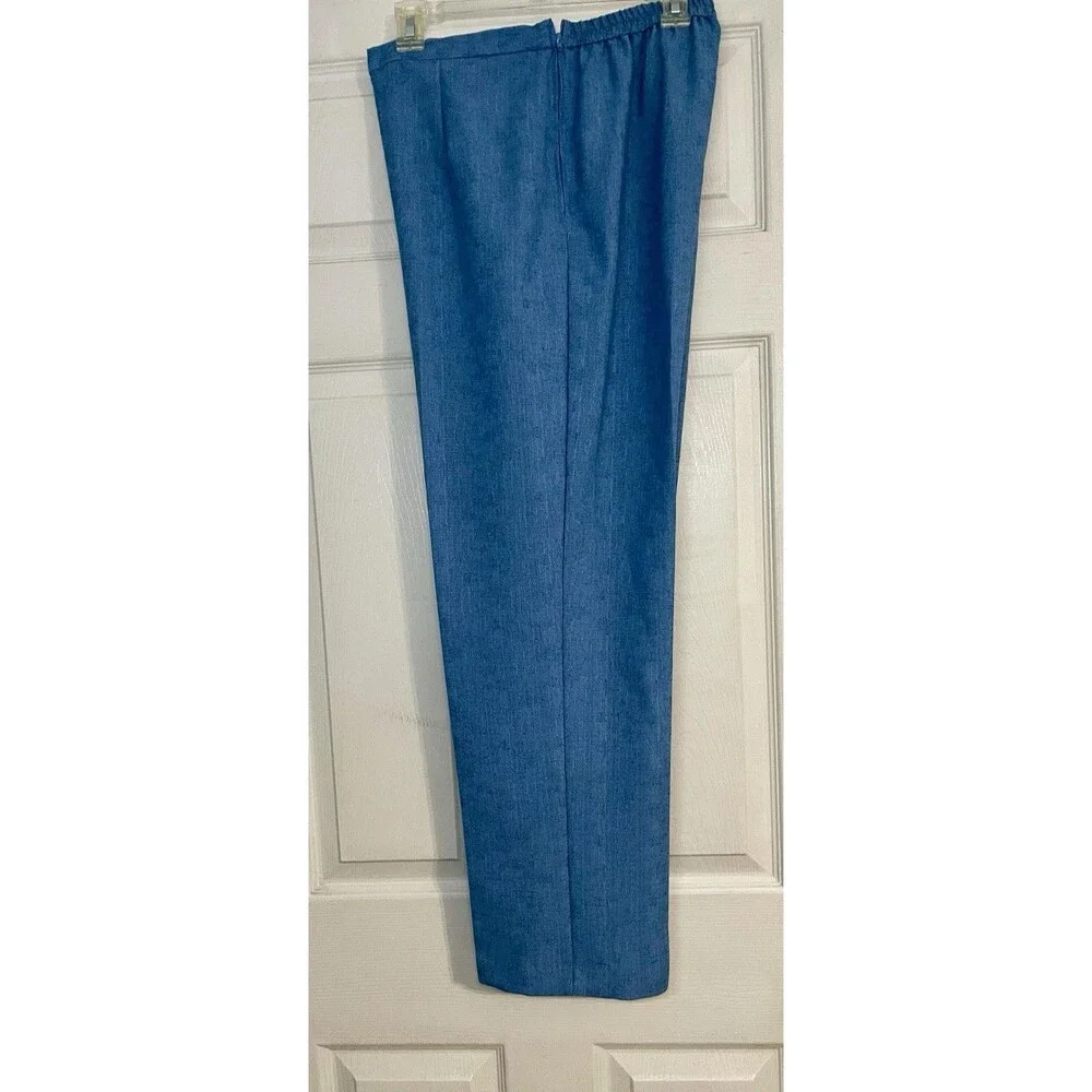 Vintage Sag Harbor Blue Sz12P 2 Piece Pant Set Button Short Sleeve Jacket